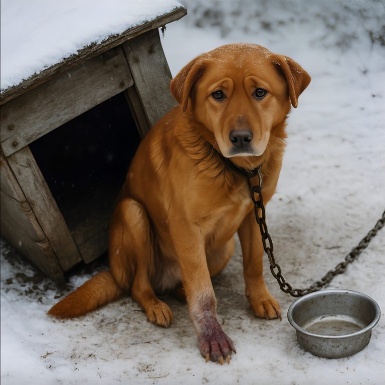 Por las noches, el perro llora. No hay comida, y una de sus patas ya está congelada por el frío, pero al dueño ni le importa. Dice que, si se muere, se consigue otro…